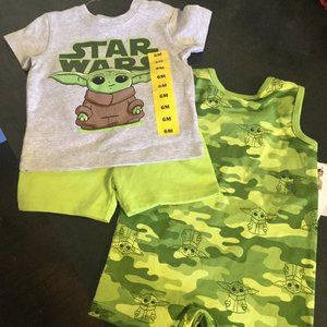 NWT Star Wars Baby Yoda 3pc short set size 6 months Great for Easter/baby shower